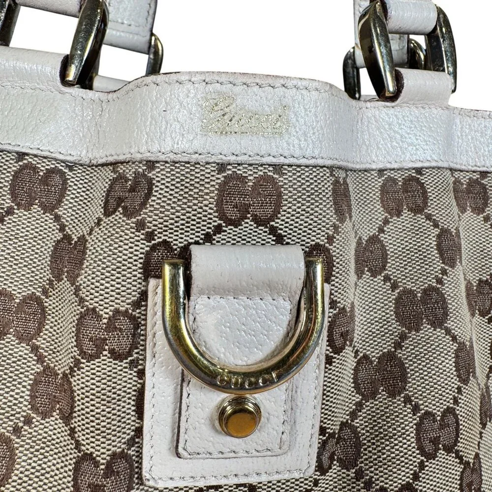 Gucci Beige/Cream GG Canvas and Leather Abbey D-Ring Small Mini Tote Handbag - Picture 2 of 12